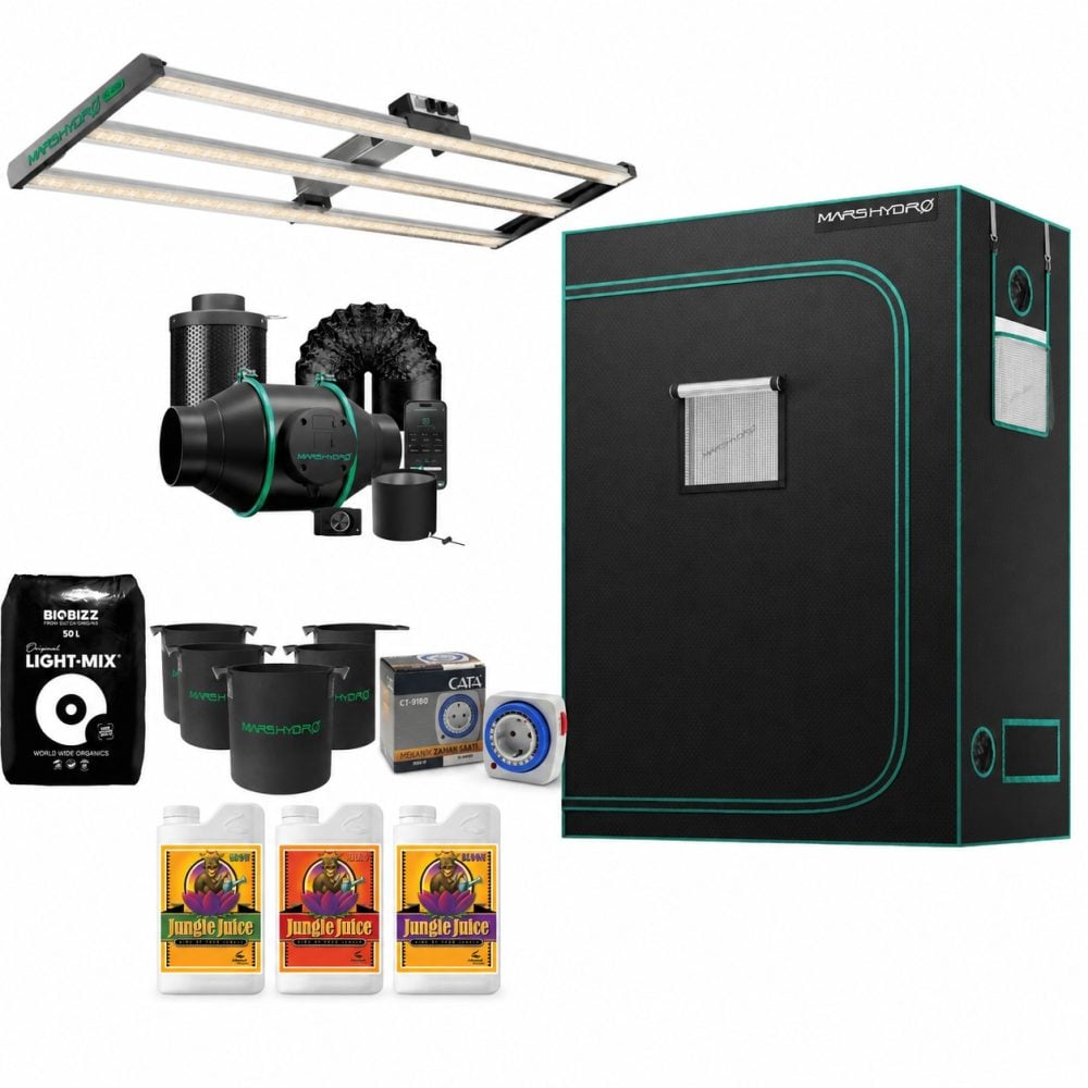 Mars Hydro FC4000 Evo bitki yetiştirme seti BioBizz Light Mix toprak ve Jungle Juice Grow Micro Bloom bitki besinleri hediyeli