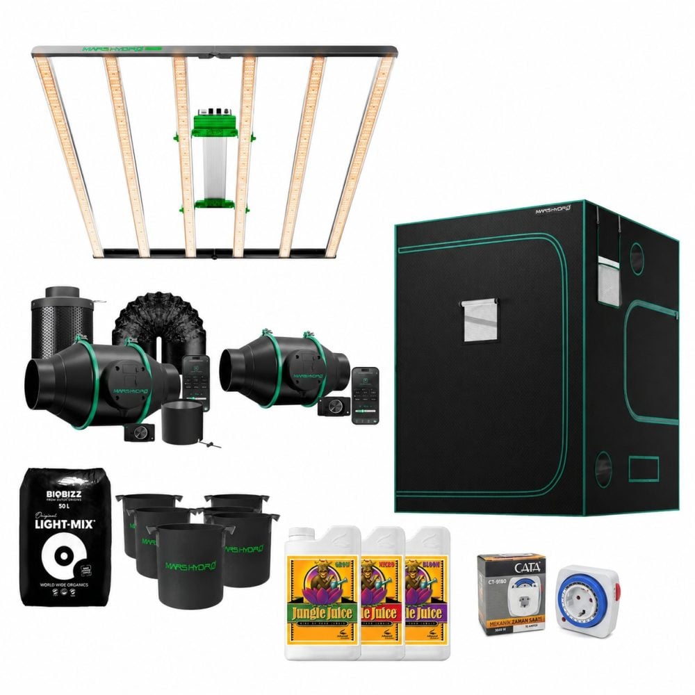 Mars Hydro FC8000 Evo Bitki Yetiştirme Seti - BioBizz ve Jungle Juice Hediyeli - Botanik Led Mars Hydro FC8000 Evo bitki yetiştirme seti BioBizz Light Mix toprak ve Jungle Juice Grow Micro Bloom bitki besinleri hediyeli