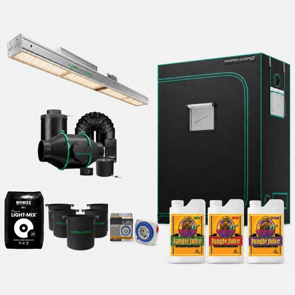Mars Hydro SP3000 Bitki Yetiştirme Seti - BioBizz ve Jungle Juice Hediyeli - Botanik Led Mars Hydro SP3000 bitki yetiştirme seti BioBizz Light Mix toprak ve Jungle Juice Grow Micro Bloom bitki besinleri hediyeli