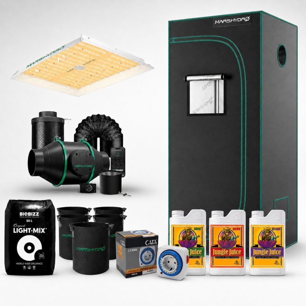 Mars Hydro TS1000 Bitki Yetiştirme Seti - BioBizz ve Jungle Juice Hediyeli - Botanik Led Mars Hydro TS1000 bitki yetiştirme seti BioBizz Light Mix toprak ve Jungle Juice Grow Micro Bloom bitki besinleri hediyeli
