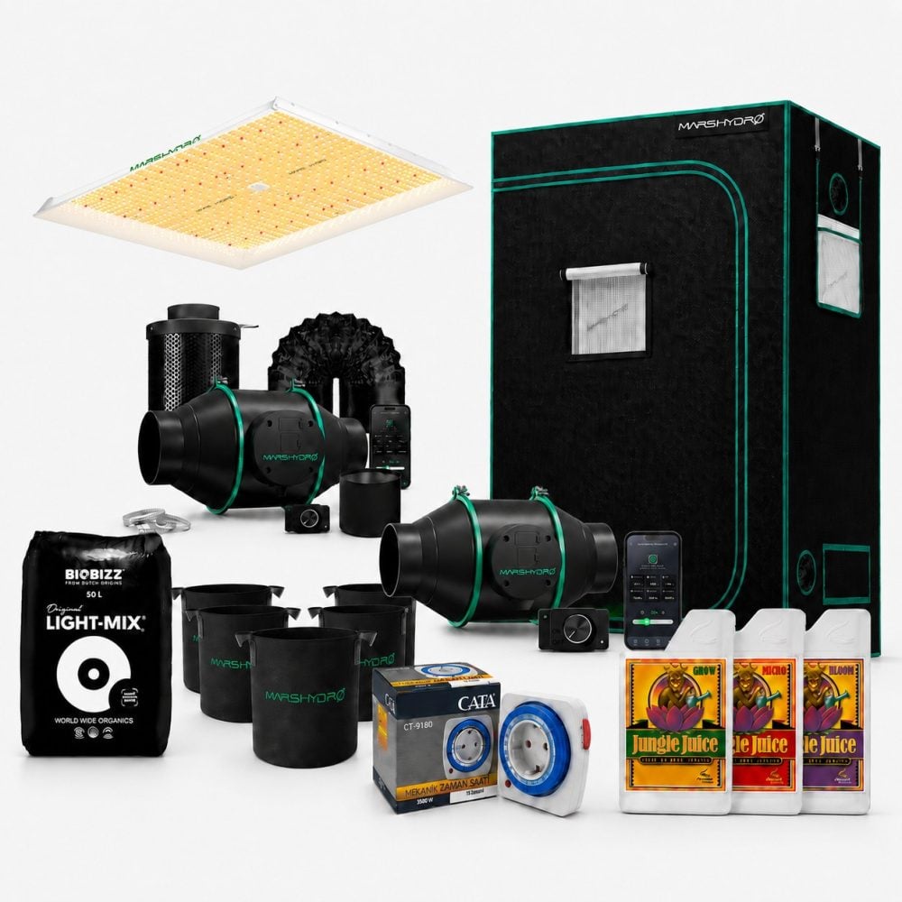 Mars Hydro TS3000 bitki yetiştirme seti BioBizz Light Mix toprak ve Jungle Juice Grow Micro Bloom bitki besinleri hediyeli