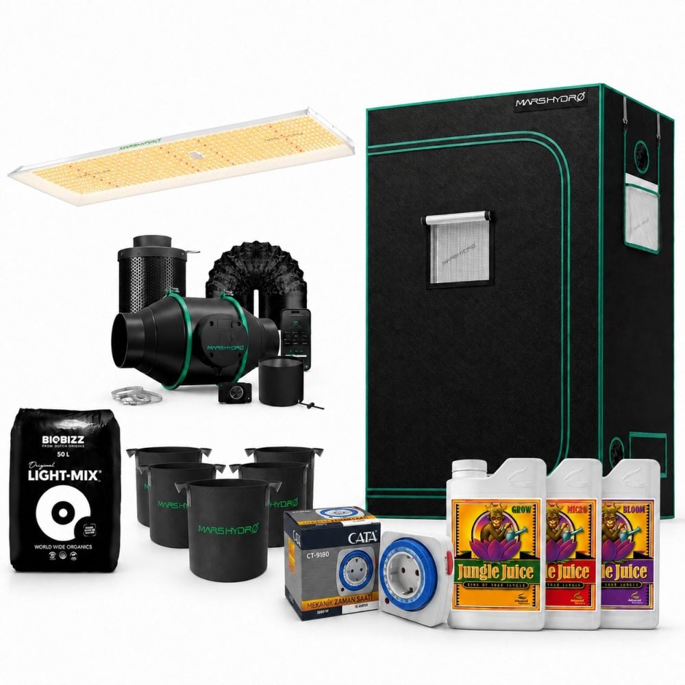 Mars Hydro TSL2000 bitki yetiştirme seti BioBizz Light Mix toprak ve Jungle Juice Grow Micro Bloom bitki besinleri hediyeli