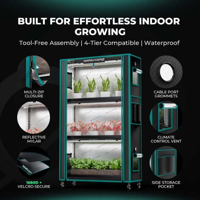 Mars Hydro 3 Raflı Dikey Tarım Kabini - Botanik Led Mars Hydro 3 raflı dikey tarım kabini LED aydınlatmalı bitki yetiştirme sistemi