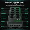Mars Hydro iHub Pro 10 çıkışlı akıllı kontrol sistemi priz ve RJ12 port dağılımı