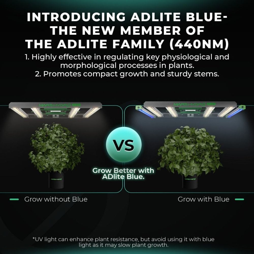 Mars Hydro ADlite Blue 440nm Bitki Gelişim Desteği - Botanik Led Mars Hydro ADlite Blue 440nm bitki yetiştirme LED lambası kompakt gelişim ve güçlü gövde desteği