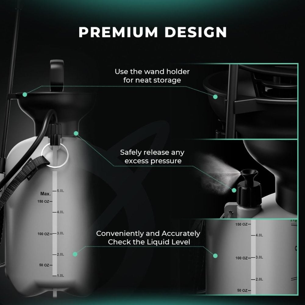 Mars Hydro 5L basınçlı bitki püskürtücü premium tasarım basınç tahliye ve ölçekli hazne